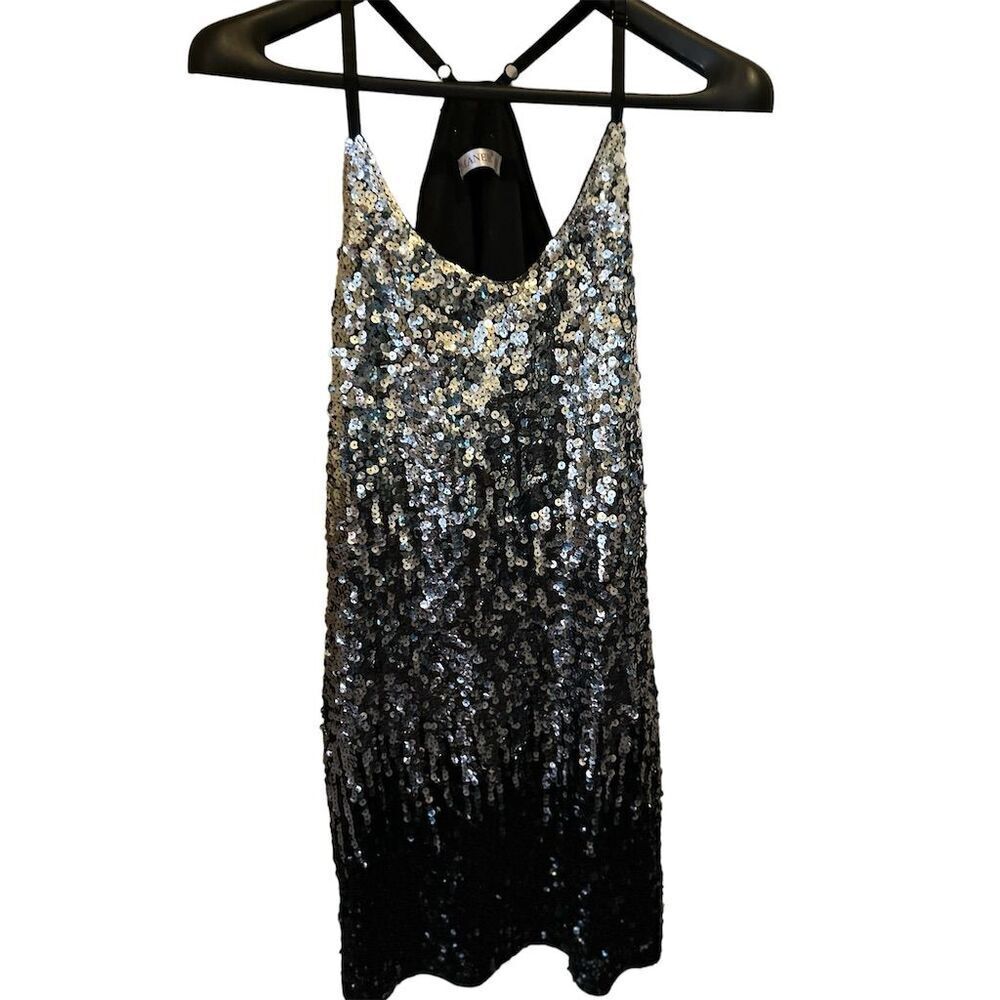 Maner Women's L Sparkly Sequin Ombré Halter Party Dress Multicolor